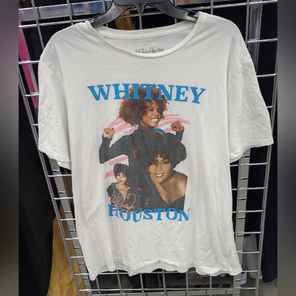 Whitney Houston White Graphic Tee - Vintage Photo Print